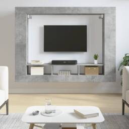Berkfield Home TV Cabinet Concrete Grey 152x22x113 cm Engineered Wood - Size: 152 x 22 x 113 cm - thumbnail 2