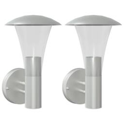 Berkfield Home Outdoor Wall Lights 2pcs Silver Stainless Steel - thumbnail 2