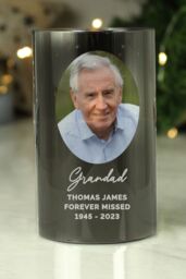 Personalised Memento Company Personalised Photo Upload Smoked Glass LED Candle in Black - thumbnail 4