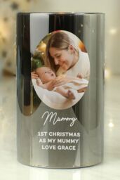 Personalised Memento Company Personalised Photo Upload Smoked Glass LED Candle in Black - thumbnail 3