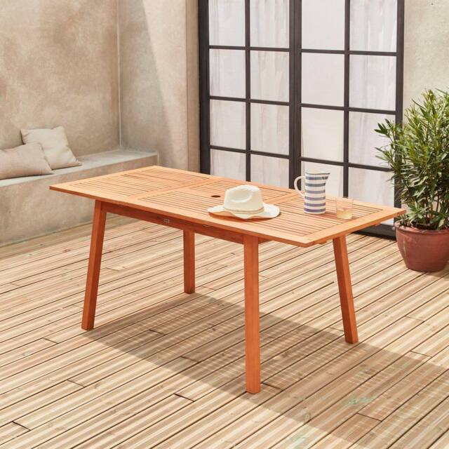 sweeek 6 To 8-seater Extendable Wooden Garden Table in Light Brown - image 1
