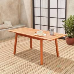 sweeek 6 To 8-seater Extendable Wooden Garden Table in Light Brown