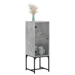 Berkfield Home Side Cabinet with Glass Doors Concrete Grey 35x37x100 cm - Size: 35 x 37 x 100 cm - thumbnail 4