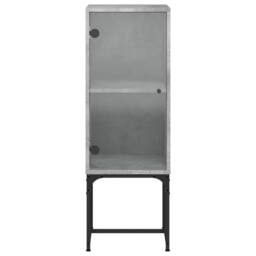 Berkfield Home Side Cabinet with Glass Doors Concrete Grey 35x37x100 cm - Size: 35 x 37 x 100 cm - thumbnail 6