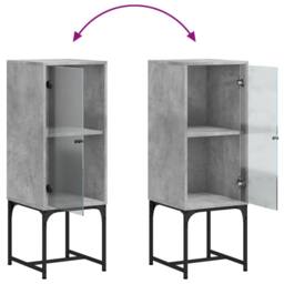 Berkfield Home Side Cabinet with Glass Doors Concrete Grey 35x37x100 cm - Size: 35 x 37 x 100 cm - thumbnail 9