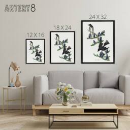 "Artery8 Olive Sided Flycatcher Bird on Fir Tree Audubon Framed Canvas Wall Art in White - Size: W12"" x H16""" - thumbnail 4