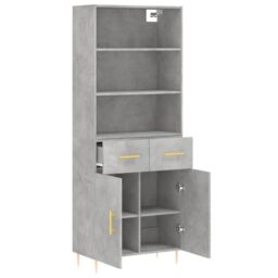 Berkfield Home Highboard Concrete Grey 69.5x34x180 cm Engineered Wood - thumbnail 4
