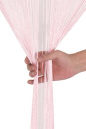 Neel Blue String Curtain Beaded Panel, Gold, 100cm x 200cm in Baby Pink - Size: 100 cm width x 200 cm drop - thumbnail 4