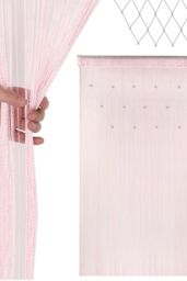 Neel Blue String Curtain Beaded Panel, Gold, 100cm x 200cm in Baby Pink - Size: 100 cm width x 200 cm drop - thumbnail 6