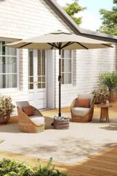 Living and Home 3m Outdoor Solar 24 LED Lights Patio with Crank (Base is not included) in Beige - thumbnail 2