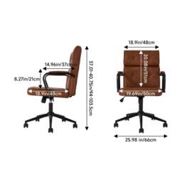 Living and Home Swivel Adjustable Height High Back Office Chair in Brown - thumbnail 9