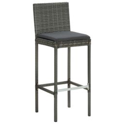 Berkfield Home 5 Piece Garden Bar Set with Cushions Poly Rattan Grey - thumbnail 3
