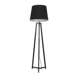 ValueLights Lottie Black Wood Tripod Floor Lamp with Fabric Tapered Shade - thumbnail 2