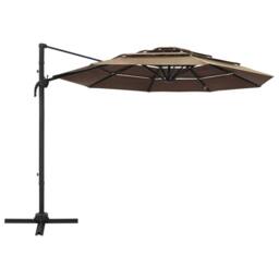 Berkfield Home 4-Tier Parasol with Aluminium Pole Taupe 3x3 m