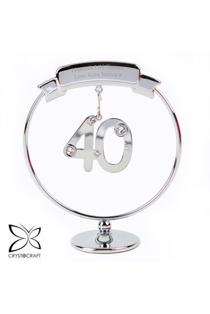 Personalised Memento Company Personalised Crystocraft 40th Celebration Ornament in Metallic Silver - image 1