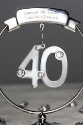 Personalised Memento Company Personalised Crystocraft 40th Celebration Ornament in Metallic Silver - thumbnail 3