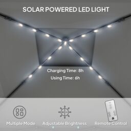 OUTSUNNY 3.36x3.36m Pop Up Gazebo w/ Solar-Powered LED Lights Netting Black - thumbnail 4