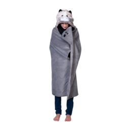 Noxxiez Cat Hooded Animal Blanket in Grey - thumbnail 2