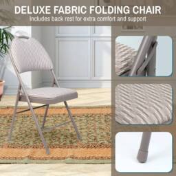 EONLION 1PCS Metal Folding Chair High Back Fabric Foldable Padded Seat in Grey - thumbnail 3
