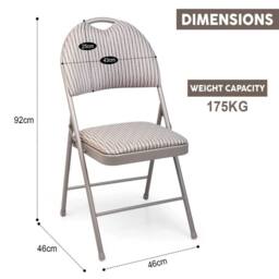 EONLION 1PCS Metal Folding Chair High Back Fabric Foldable Padded Seat in Grey - thumbnail 2
