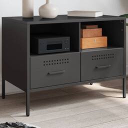 Berkfield Home TV Cabinet Black 68x39x50.5 cm Steel - thumbnail 2