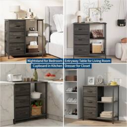 VOGREX 3 Drawer File Cabinet Printer Stand w/ 2 Open Shelf Under in Black - thumbnail 6