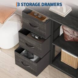 VOGREX 3 Drawer File Cabinet Printer Stand w/ 2 Open Shelf Under in Black - thumbnail 4