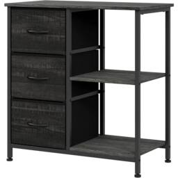 VOGREX 3 Drawer File Cabinet Printer Stand w/ 2 Open Shelf Under in Black - thumbnail 1