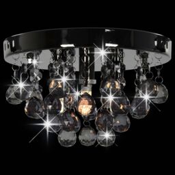 Berkfield Home Ceiling Lamp with Smoky Beads Black Round G9 - thumbnail 5
