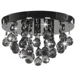 Berkfield Home Ceiling Lamp with Smoky Beads Black Round G9 - thumbnail 2