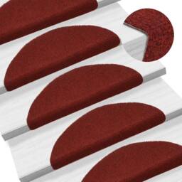 Berkfield Home Decorative 15 pcs Self-adhesive Stair Mats Needle Punch 56x17x3 cm Red - Size: Medium - thumbnail 5