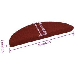 Berkfield Home Decorative 15 pcs Self-adhesive Stair Mats Needle Punch 56x17x3 cm Red - Size: Medium - thumbnail 8