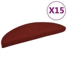 Berkfield Home Decorative 15 pcs Self-adhesive Stair Mats Needle Punch 56x17x3 cm Red - Size: Medium - thumbnail 2