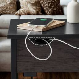 Pirlo Plush Slim Smart Bedside End Table With Power & USB Outlets Black - thumbnail 2