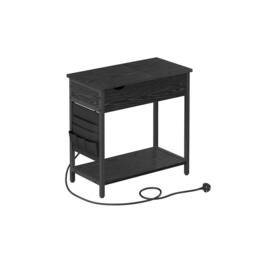 Pirlo Plush Slim Smart Bedside End Table With Power & USB Outlets Black - thumbnail 8