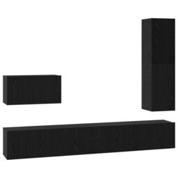 Berkfield Home with Shelf Wall-mounted Other with Storage with Door 4 pcs Black oak 30.5 x 30 x 110 cm Engineered wood - thumbnail 2