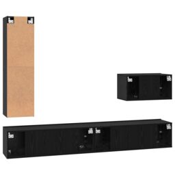 Berkfield Home with Shelf Wall-mounted Other with Storage with Door 4 pcs Black oak 30.5 x 30 x 110 cm Engineered wood - thumbnail 9