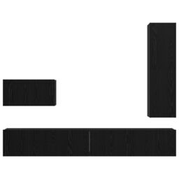 Berkfield Home with Shelf Wall-mounted Other with Storage with Door 4 pcs Black oak 30.5 x 30 x 110 cm Engineered wood - thumbnail 7