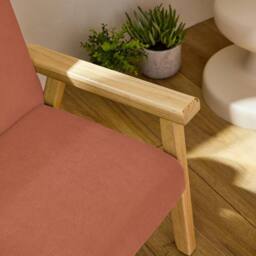 sweeek Children's scandi-style armchair, corduroy & rubberwood in Terracotta - thumbnail 8