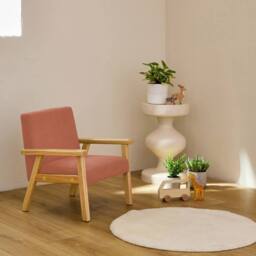sweeek Children's scandi-style armchair, corduroy & rubberwood in Terracotta