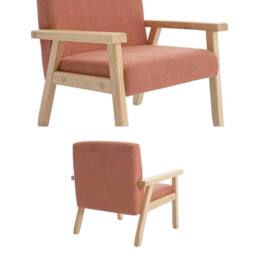 sweeek Children's scandi-style armchair, corduroy & rubberwood in Terracotta - thumbnail 6