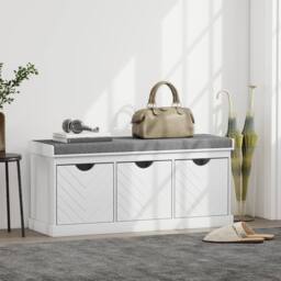 HOMCOM Shoe Storage Bench with 3 Removable Drawers & Padded Seat, White - thumbnail 1