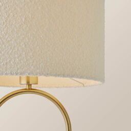 ValueLights Antonia Cream Boucle Drum Shade Brushed Gold Oval Table Lamp - thumbnail 4