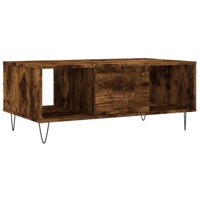 Berkfield Home Coffee Table Smoked Oak 90x50x36.5 cm Engineered Wood in Brown - image 1