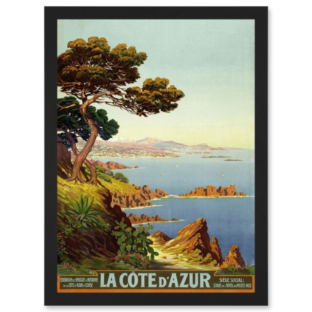 Artery8 De Tanguy La Cote D Azur France Travel Advert Artwork Framed Wall Art Print A4 in Black - image 1