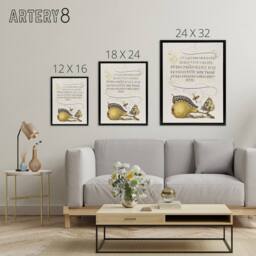 "Artery8 Caterpillar Pear & Butterfly Calligraphy Framed Canvas Wall Art in White - Size: W12"" x H16""" - thumbnail 4