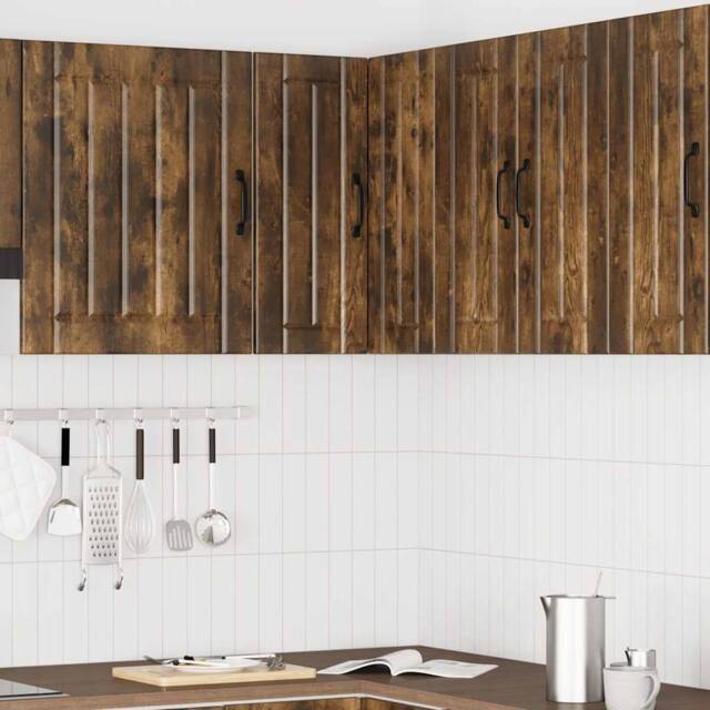 Berkfield Home Kitchen Wall Corner Cabinet Lucca Smoked Oak Engineered Wood in Brown - image 1