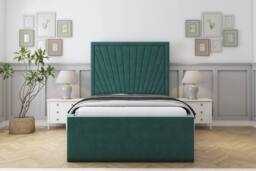 "Sloomy Somerset Plush Deep-Sided Bed Frame With 50"" Upholstered Headboard in Emerald - Size: Double" - thumbnail 1