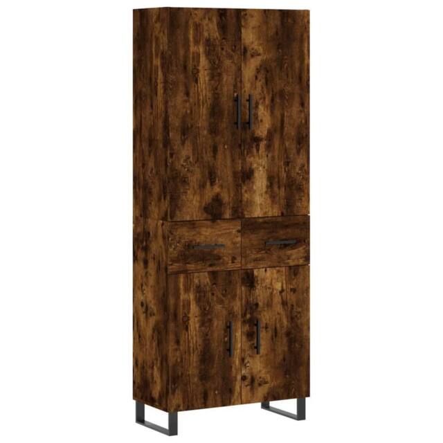 Berkfield Home Highboard Smoked Oak 69.5x34x180 cm Engineered Wood in Brown - image 1