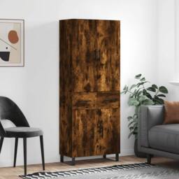 Berkfield Home Highboard Smoked Oak 69.5x34x180 cm Engineered Wood in Brown - thumbnail 2